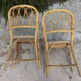 set of 4 vintage bamboo and rattan chairs