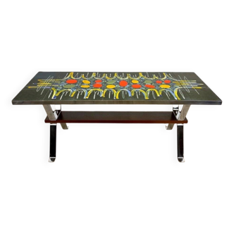 Designer coffee table in ceramic and chrome from the 70s