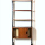 Modular storage cabinet and teak bookcase. Italy, 60s