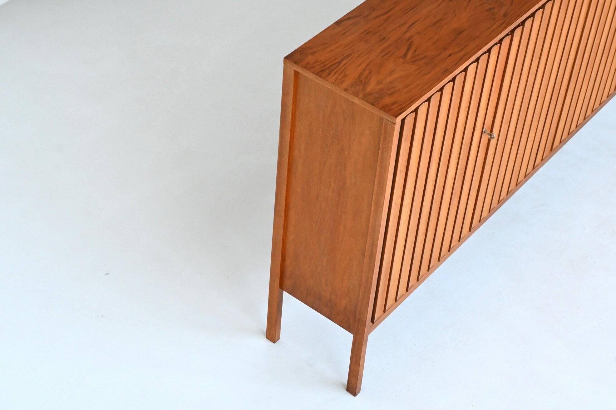 Leo Bub symmetric highboard in walnut XL Bub Wertmobel Germany 1960
