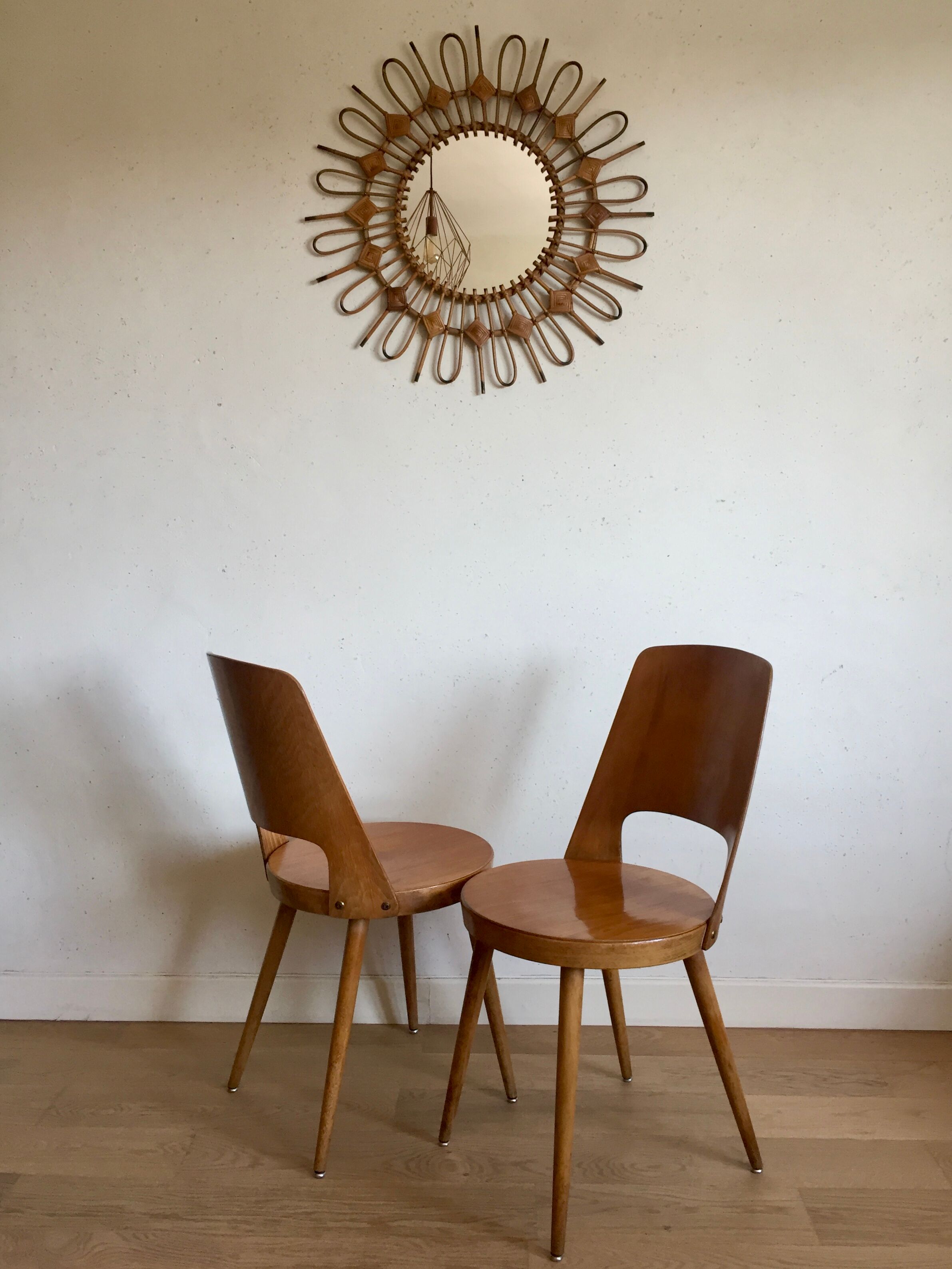 Lot of 6 chairs bistros Baumann Mondor vintage 60s