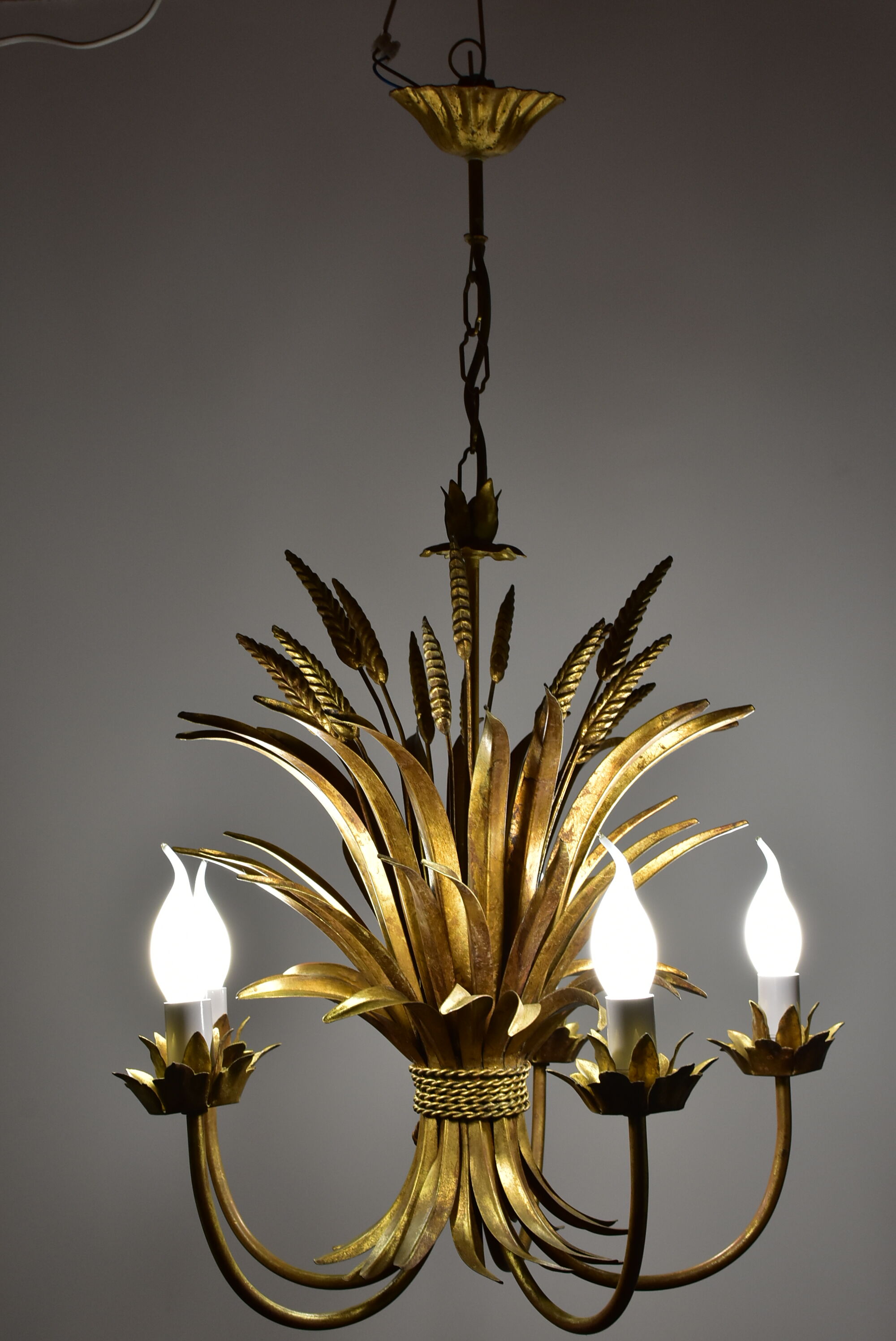 Wheat ear golden chandelier 5 branches.