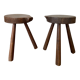 Pair of brutalist stool in solid oak 60s