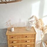 Vintage rattan chest of drawers from the 1970s.