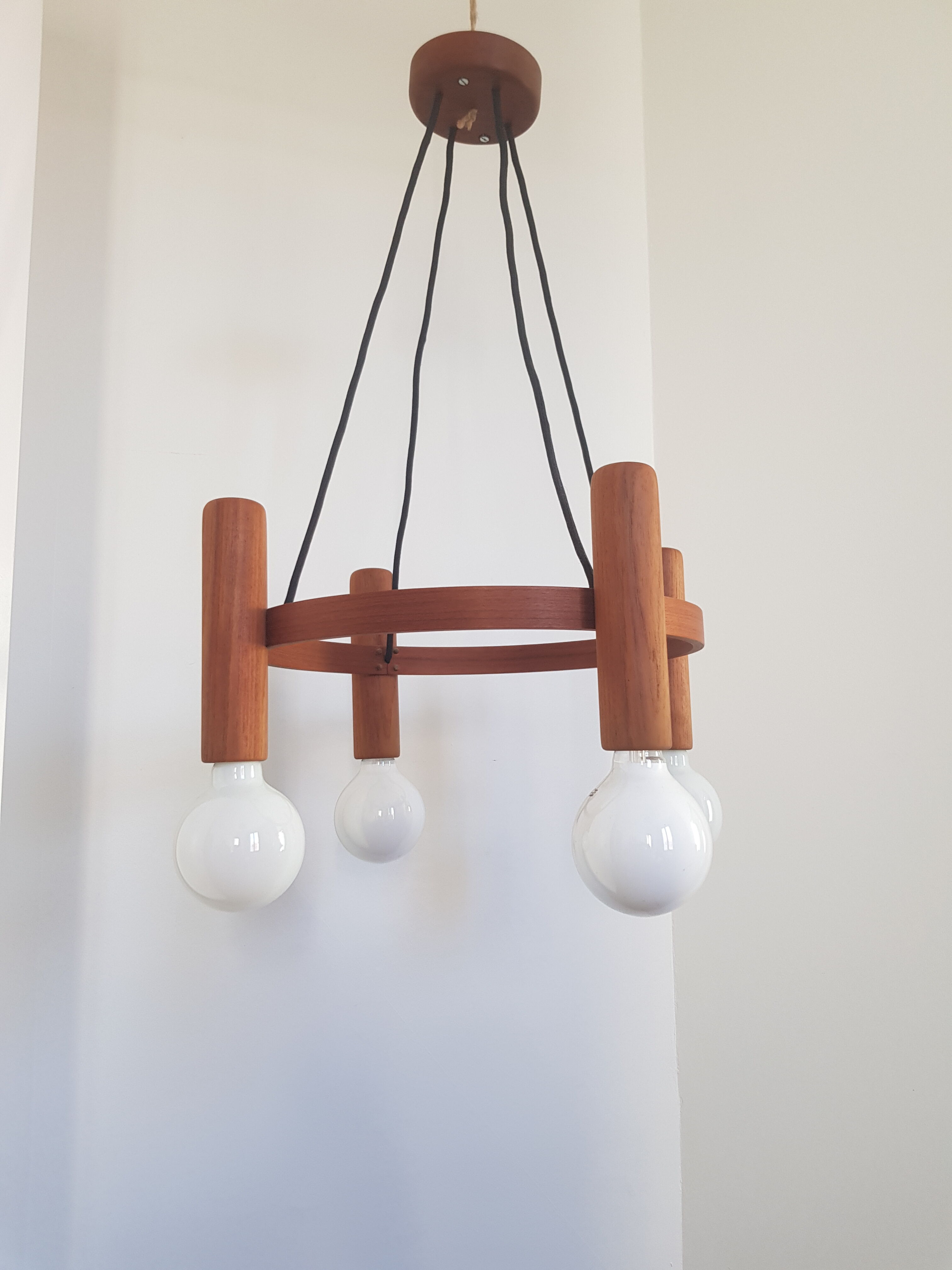 Vintage teak pendant light