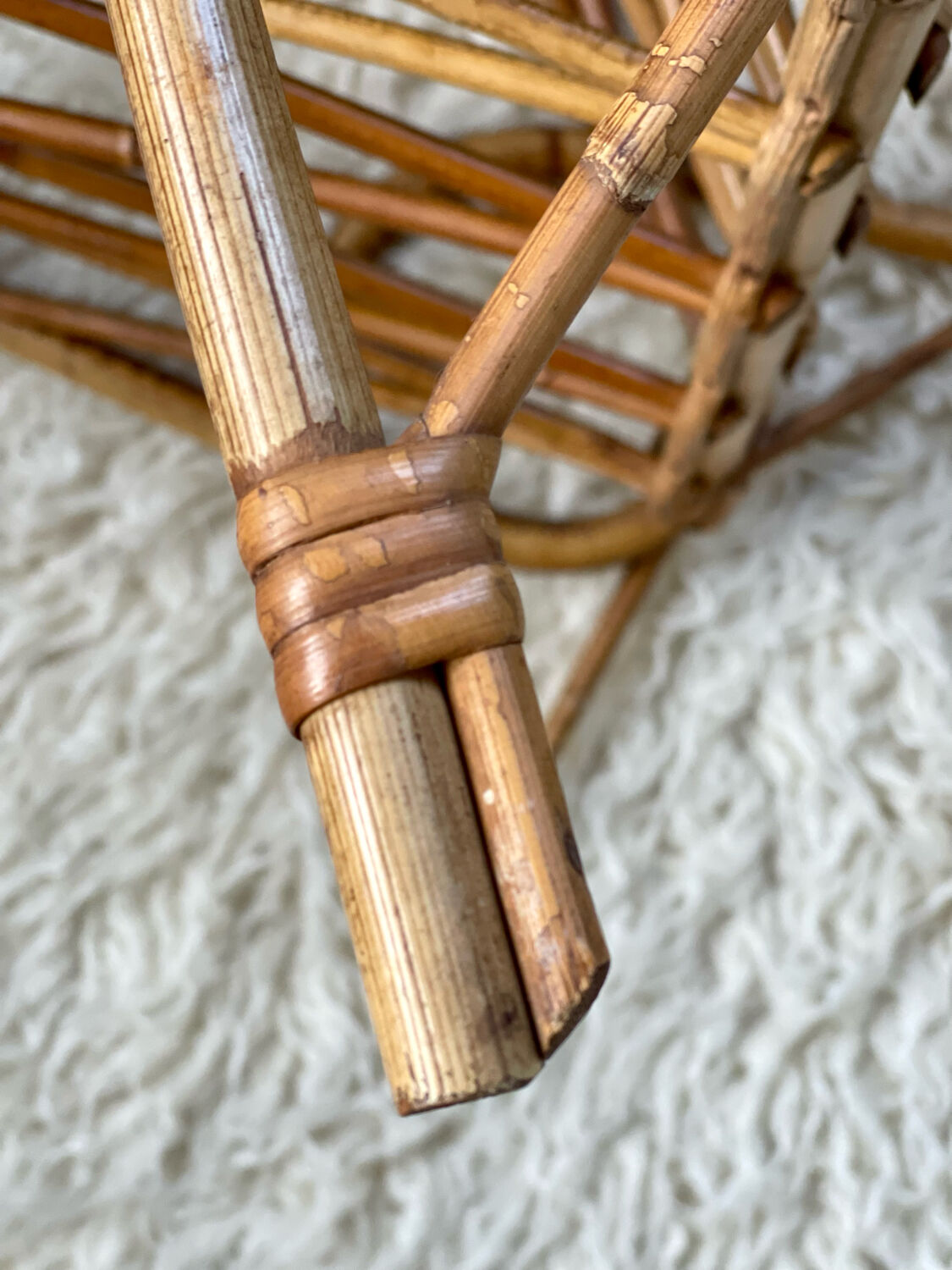 Vintage rattan magazine holder