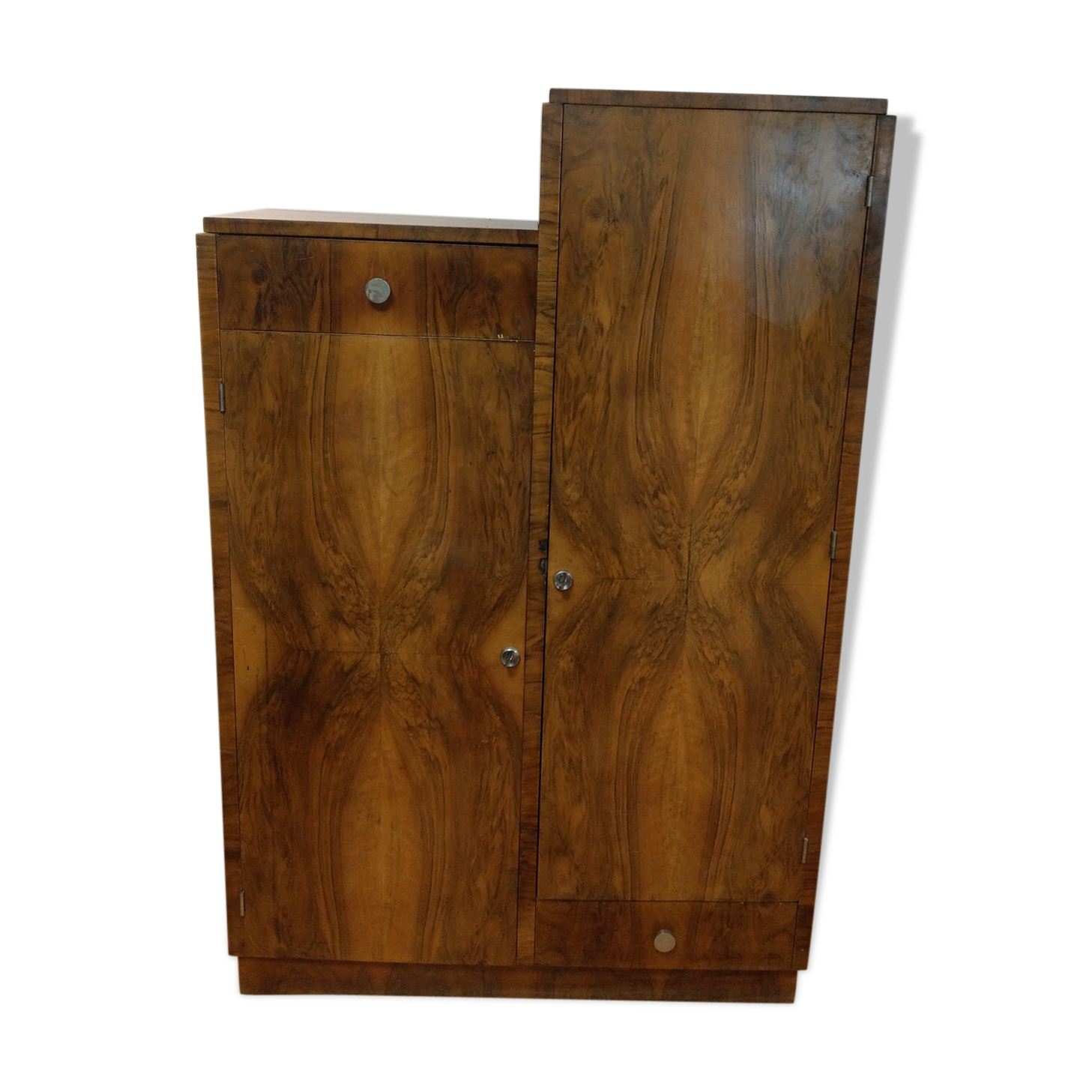 Asymmetrical cabinet Art Deco walnut