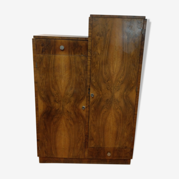 Asymmetrical cabinet Art Deco walnut