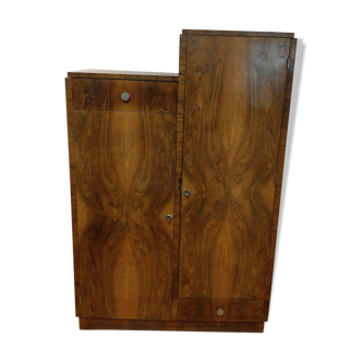 Asymmetrical cabinet Art Deco walnut