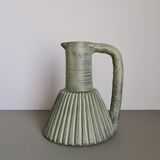 Vintage green ceramic pitcher, decorative jug from the 1960s