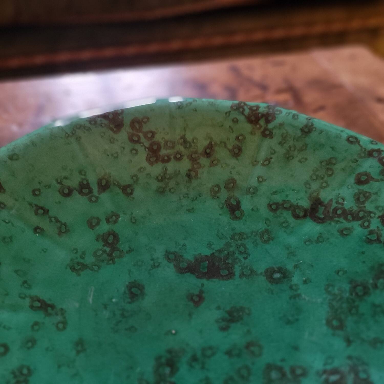 Ceramic bowl with malachite green glaze. 1950s. Ceramic bowl with green glaze.