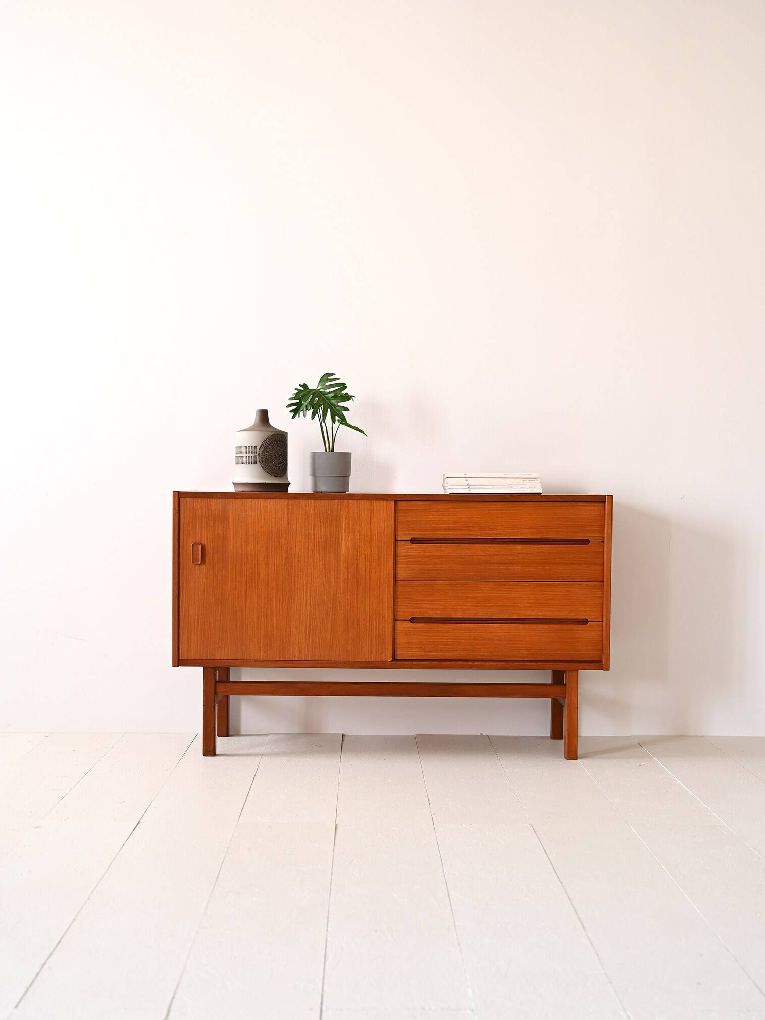 Teak sideboard with sliding door