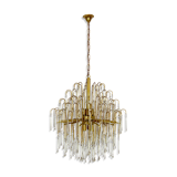 Mid-century, Italian brass and glass chandelier from 70s
