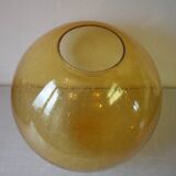 Old large lampshade globe ball sphere amber glass bubbles chandelier lighting fixture