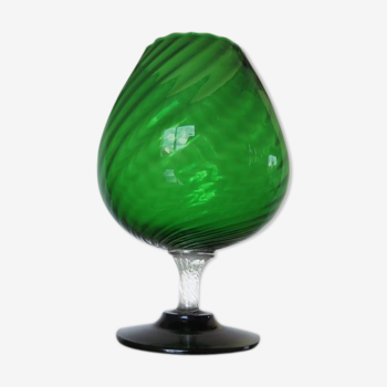 Italy vase in textured green glass 60 70s