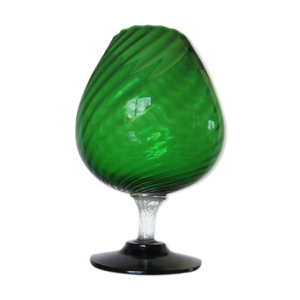 Vase Italy en verre vert texturé