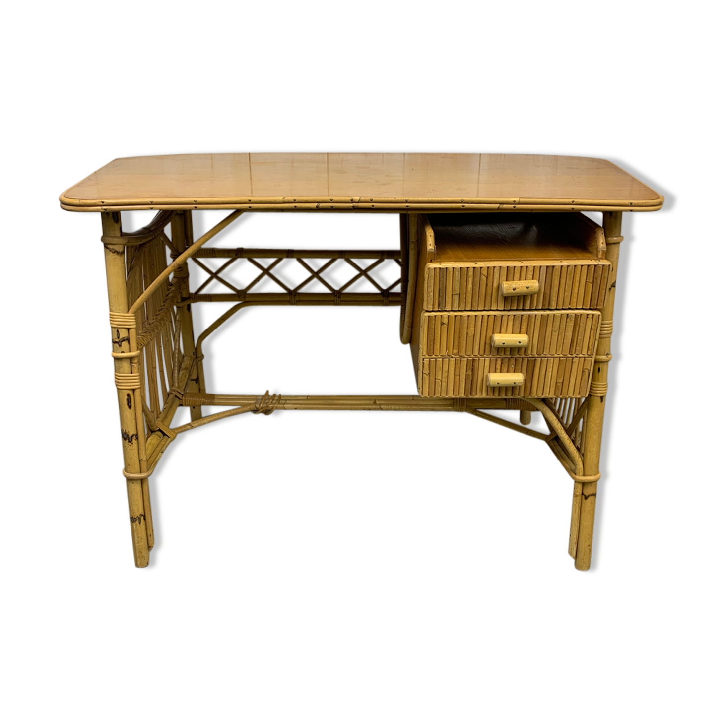 Louis Sognot rattan desk