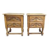 Two solid oak bedside tables