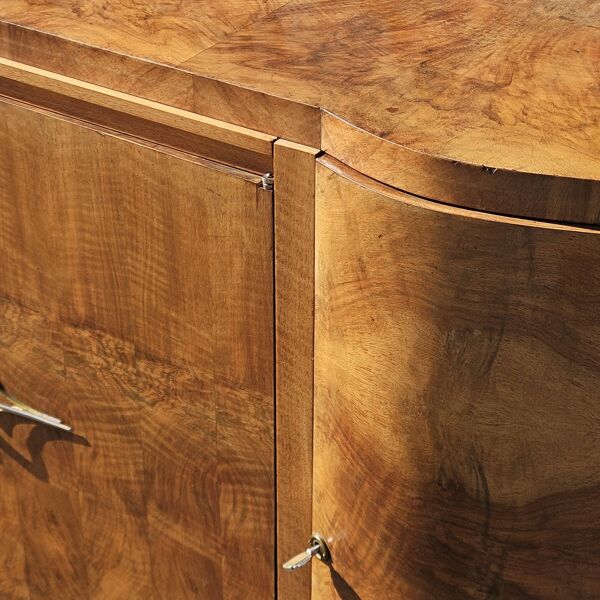 Buffet Art Déco français - Buffet en bois d'orme en placage brillant - Années 30