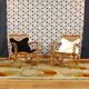Pair of armchairs vintage rattan with skins