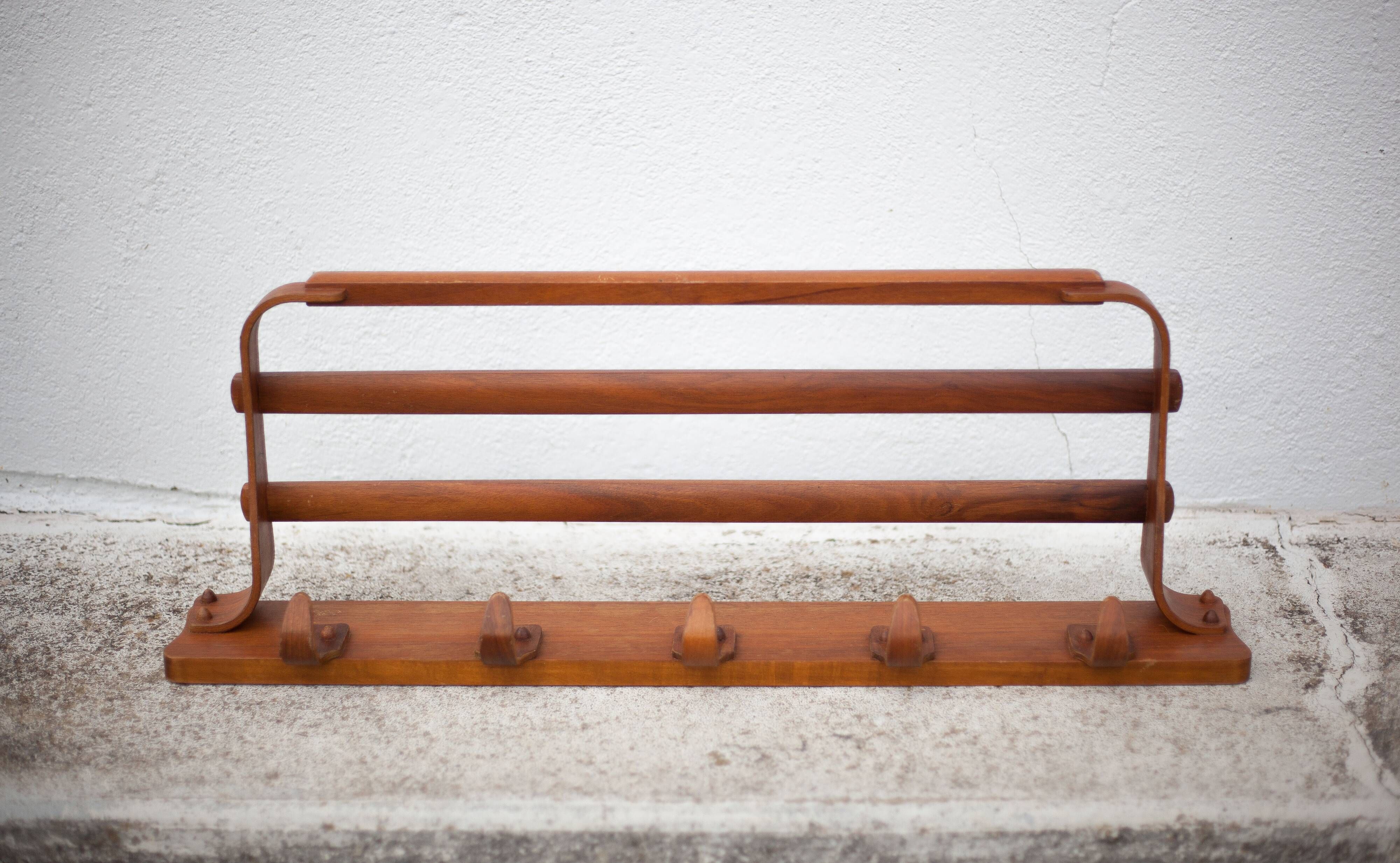 German wooden coat rack attributed to Bruno Paul, vintage coat rack, wall coat rack, woode