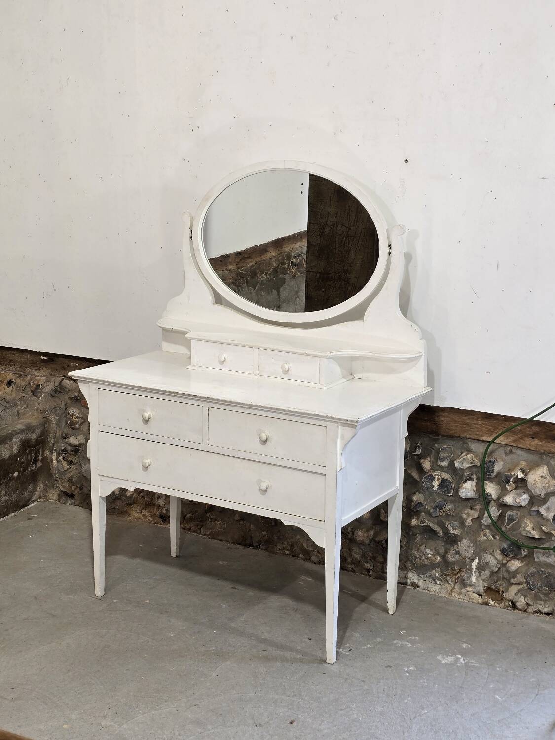 Antique 5-drawer dressing table with swivel mirror
