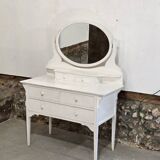 Antique 5-drawer dressing table with swivel mirror