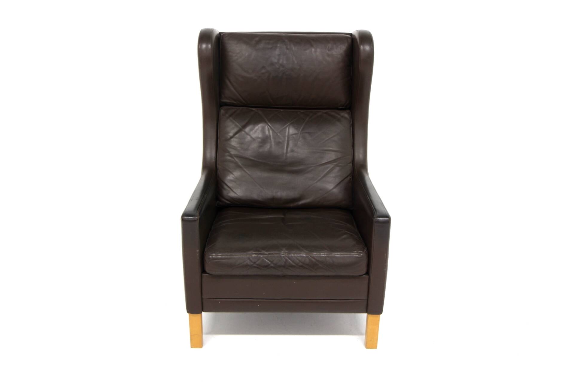 Fauteuil scandinave en cuir, Danemark, 1960