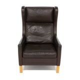 Fauteuil scandinave en cuir, Danemark, 1960