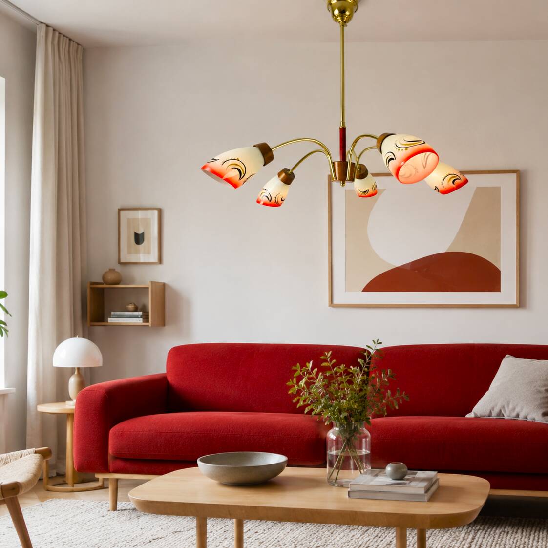 Chandelier moderne à 5 bras Sputnik