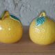 Salt and pepper shakers in earthenware – lemon pattern, 1950s