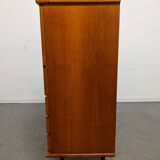 High sideboard, display cabinet and secretary, Scandinavian in teak, France around 1960.