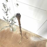 Vintage tripod brass floor lamp bamboo decoration