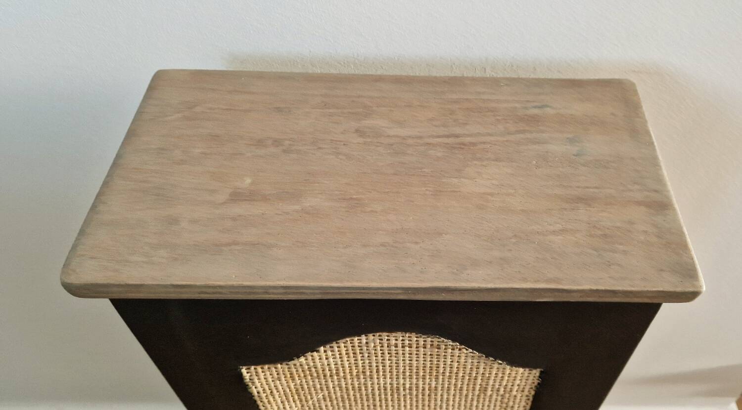 Wooden chest with caning