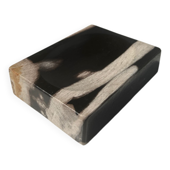 Symmetrical multicolored petrified wood soap dish
