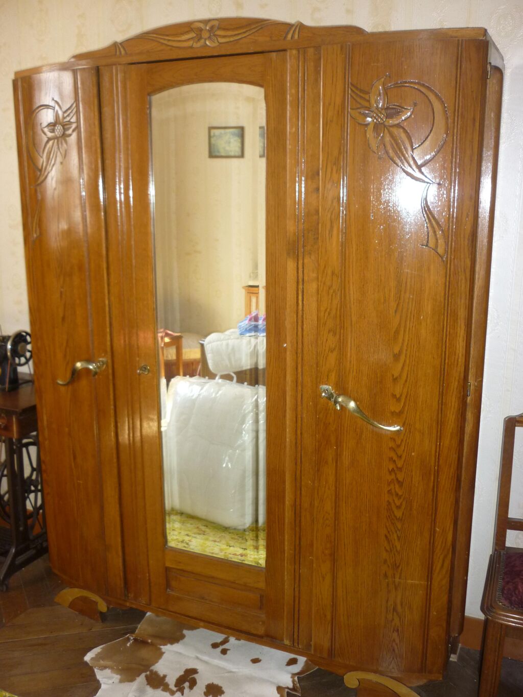 Armoire ancienne 3 portes avec miroir Selency