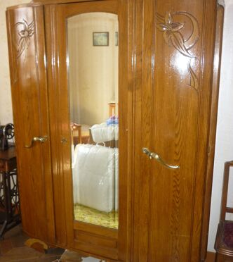 Armoire ancienne 3 portes avec miroir | Selency