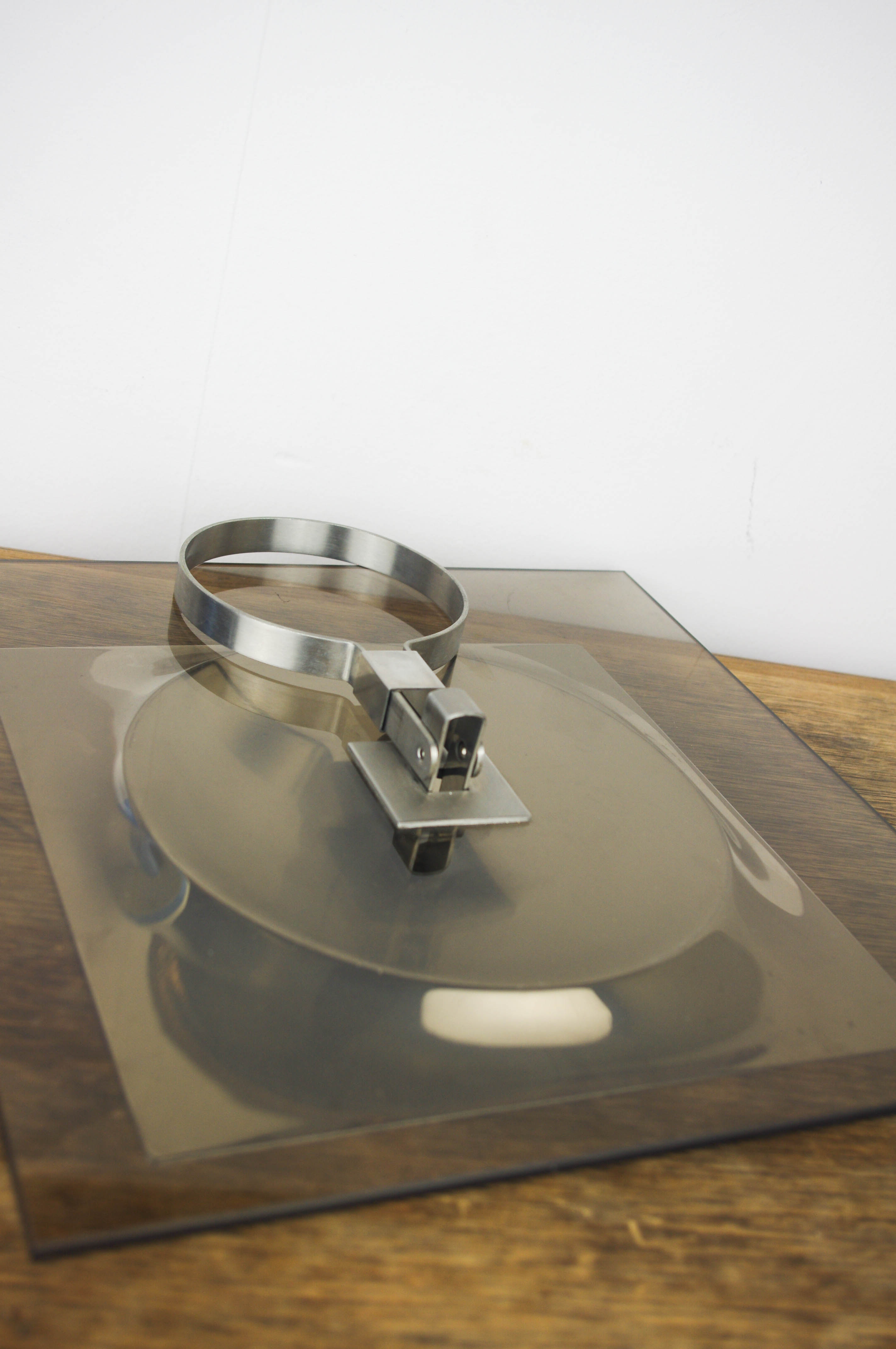 Smoked glass tray and chrome made in France