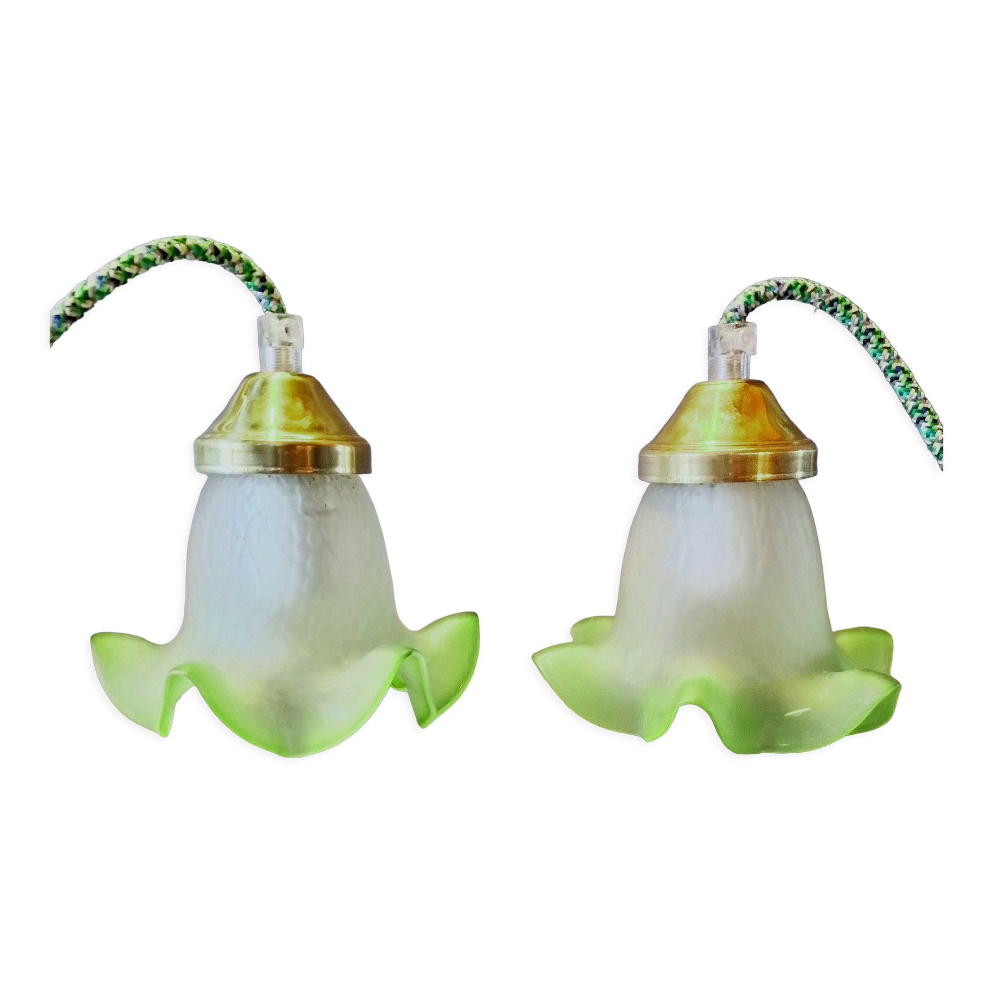 Duo de lampes baladeuses tulipes vertes