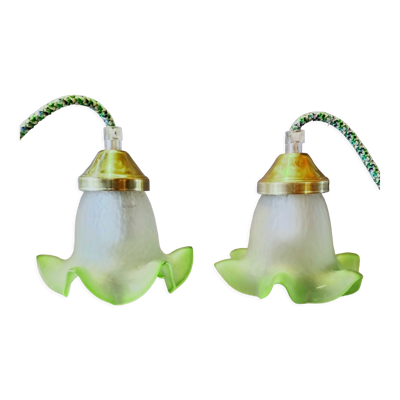 Duo de lampes baladeuses tulipes vertes