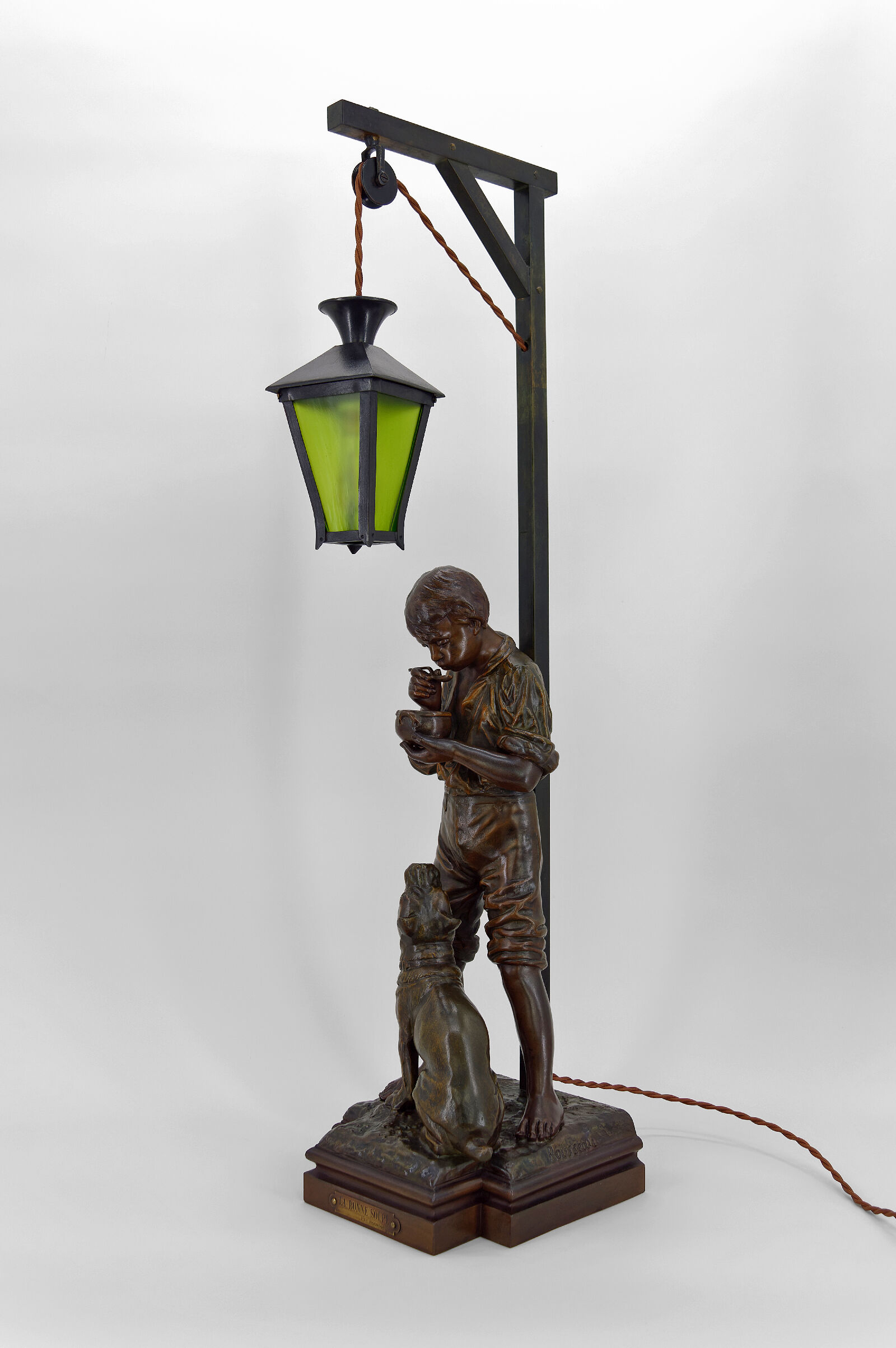 Lamp "La Bonne Soupe" by Victor Rousseau, Art Nouveau, circa 1900
