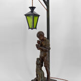 Lamp "La Bonne Soupe" by Victor Rousseau, Art Nouveau, circa 1900