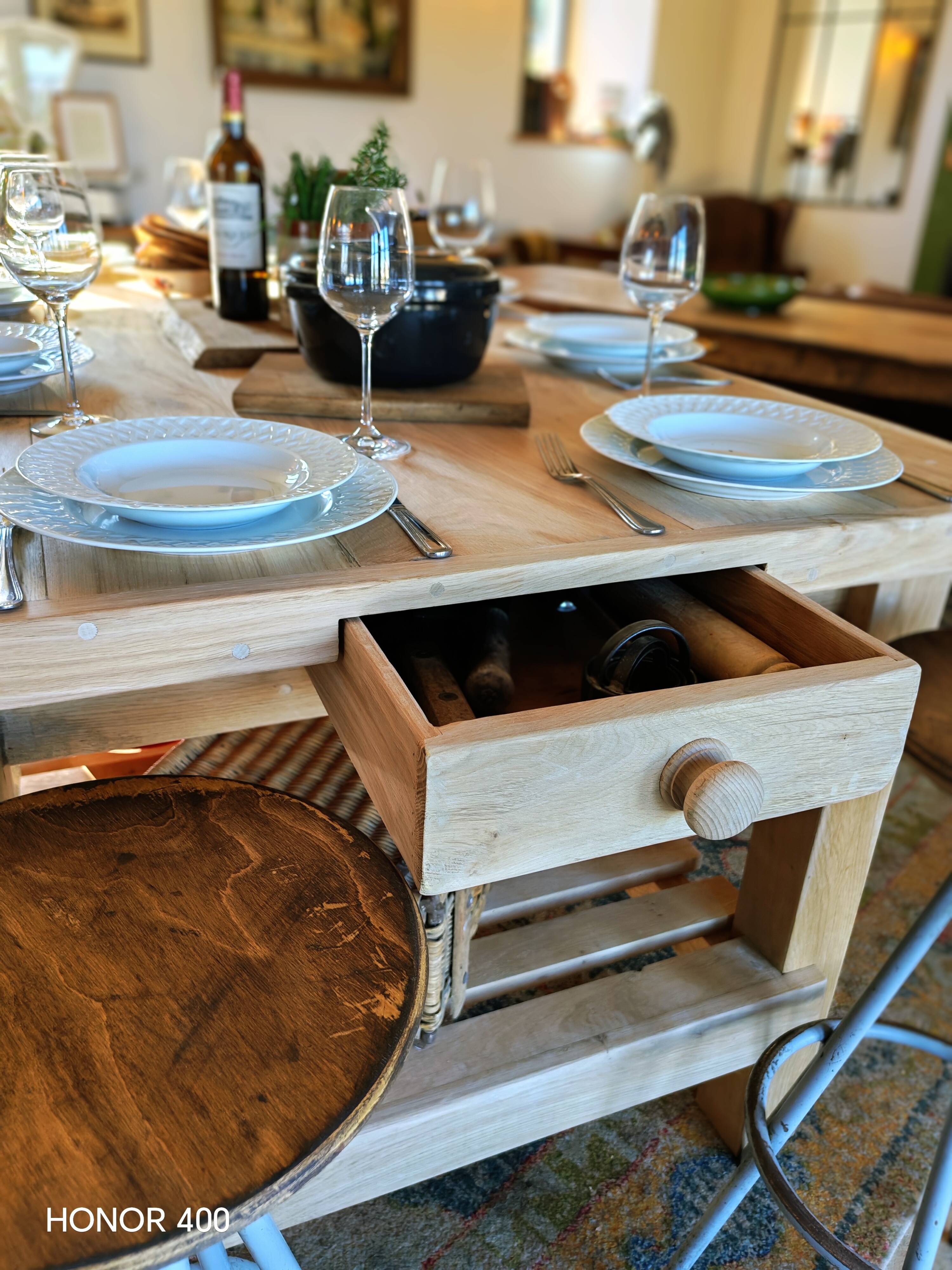 XXL solid oak kitchen island/worktop 180 x 105