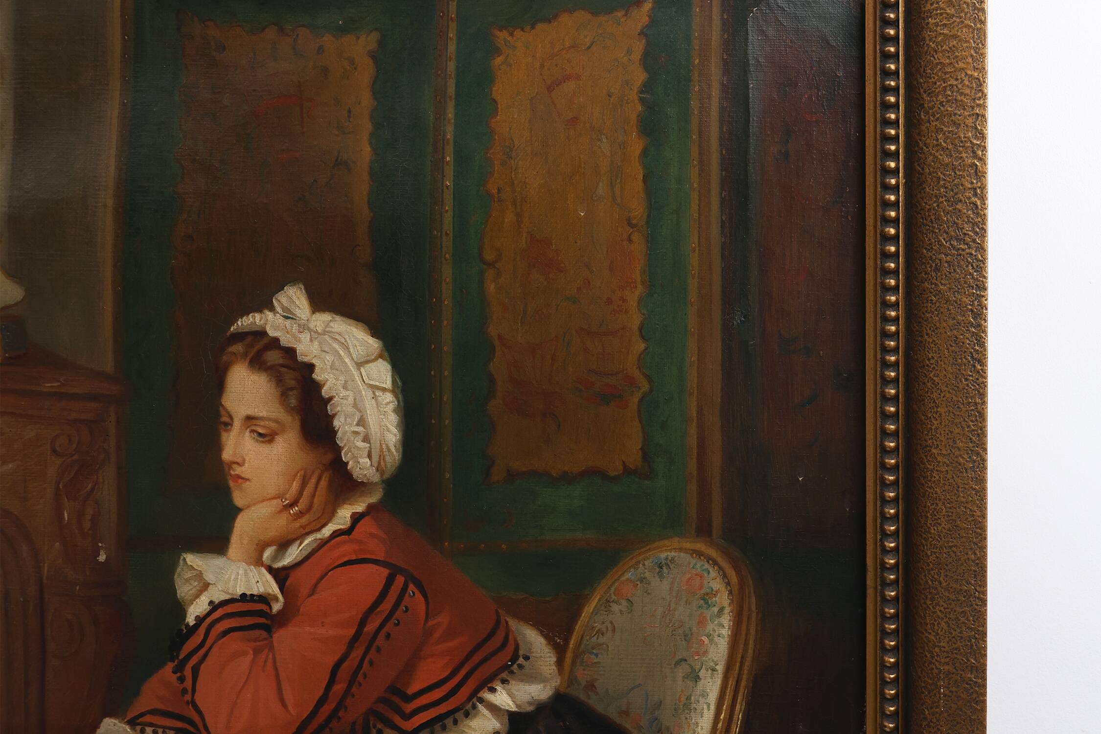 19th-Century French Baroque Interior Scene Painting