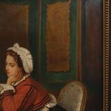 19th-Century French Baroque Interior Scene Painting