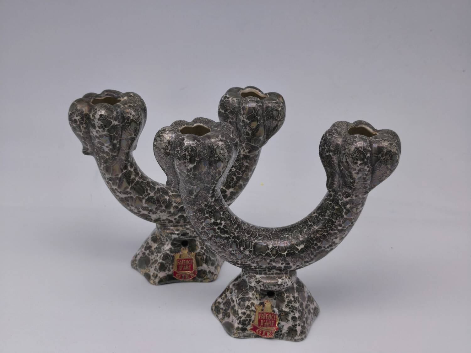 Art pottery candlesticks from Gien