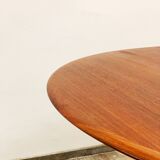 Round Circular Extendable Mid Century Teak Dining Table