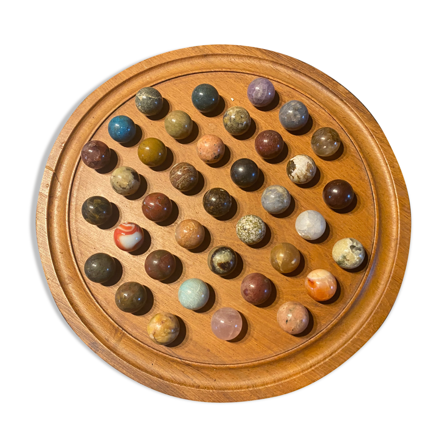 Solitary game of Madagascar, semi-precious stones, rosewood