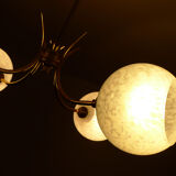 Chandelier 4 branches golden opalins globes speckled