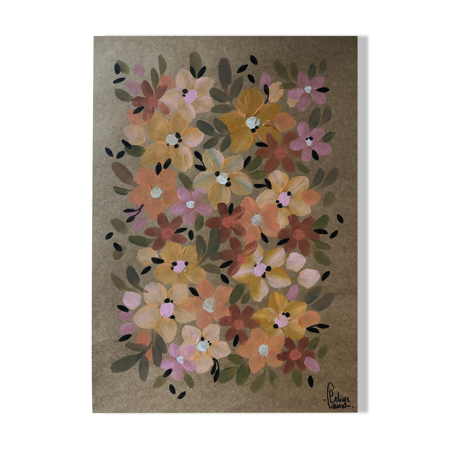 Peinture A4 sur papier Fleurs vintages